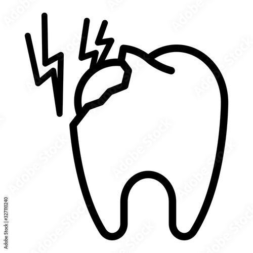 Tooth and lightning icon. Outline tooth and lightning vector icon for web design isolated on white background