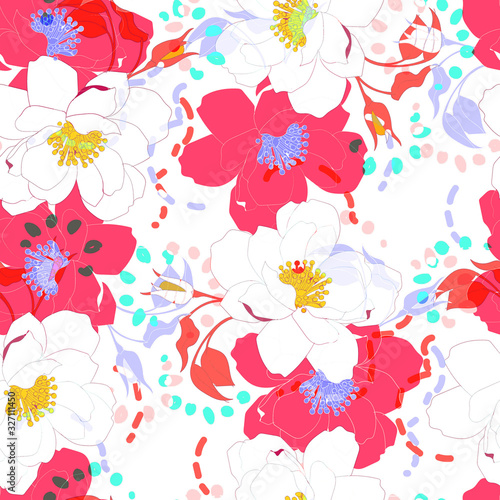Beautiful seamless floral pattern background. © thitiphorn