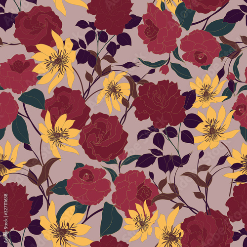 Beautiful seamless floral pattern background.