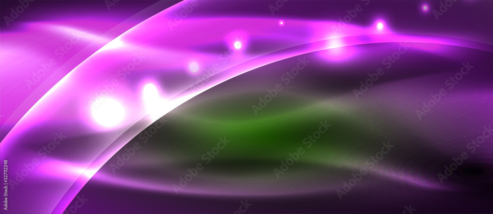 Fototapeta premium Abstract background. Shiny design neon waves with light effects, techno trendy design. Vector Illustration For Wallpaper, Banner, Background, Card, Book Illustration, landing page