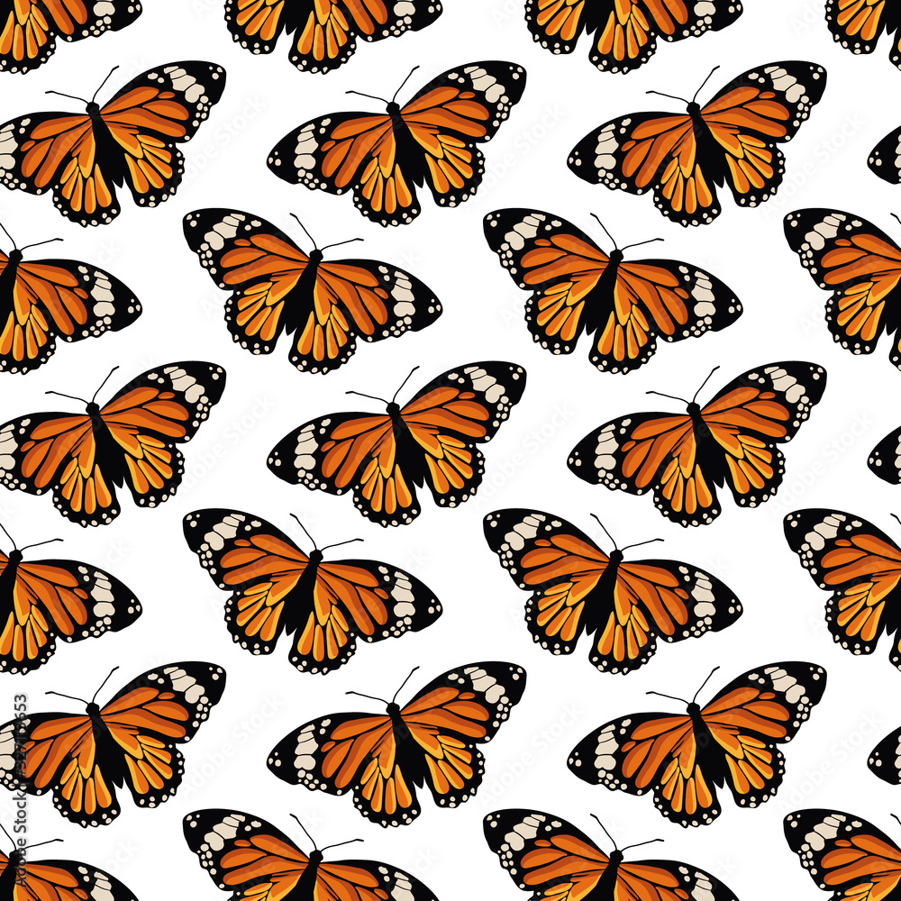 Vector seamless pattern with bright butterflies. Hand drawn texture design Vector seamless pattern with bright butterflies. Hand drawn texture design