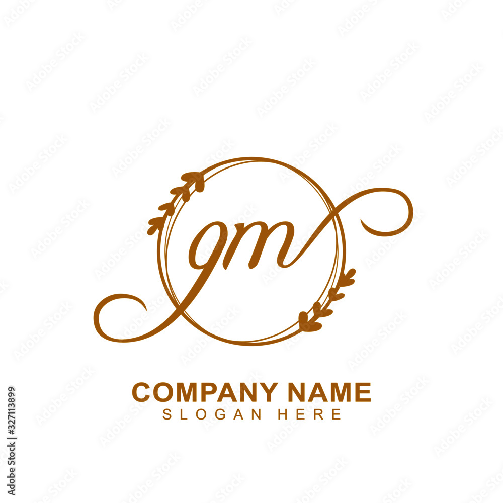 Initial GM letters Decorative luxury wedding logo - stock vector 3145213