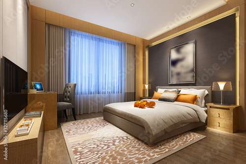 3D rendering bed room  so comfortable