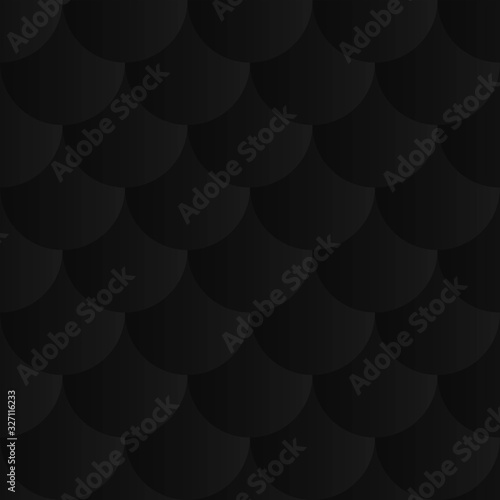 Black scales seamless patern. Repeating dark fish scales background.