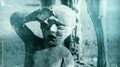 Frightened child made of clay