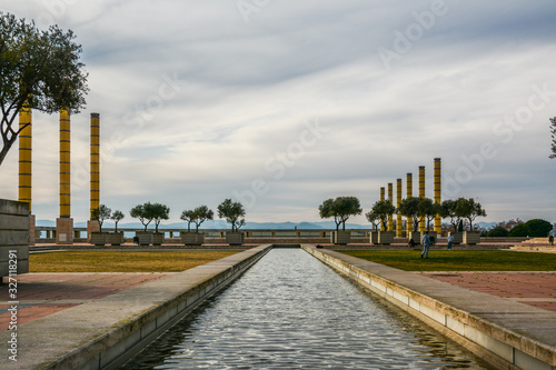 Photography Palau Sant Jordi in Montjuic, Barcelona, Catalonia, Spain.