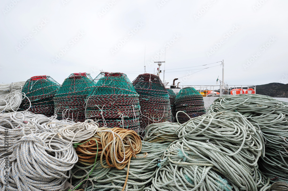 Fishing gear and rope in fishing village