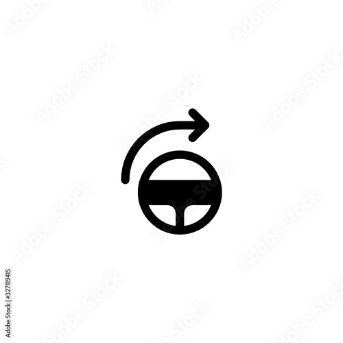 Wheel Turn Right in Car Icon, Logo, Vector photo