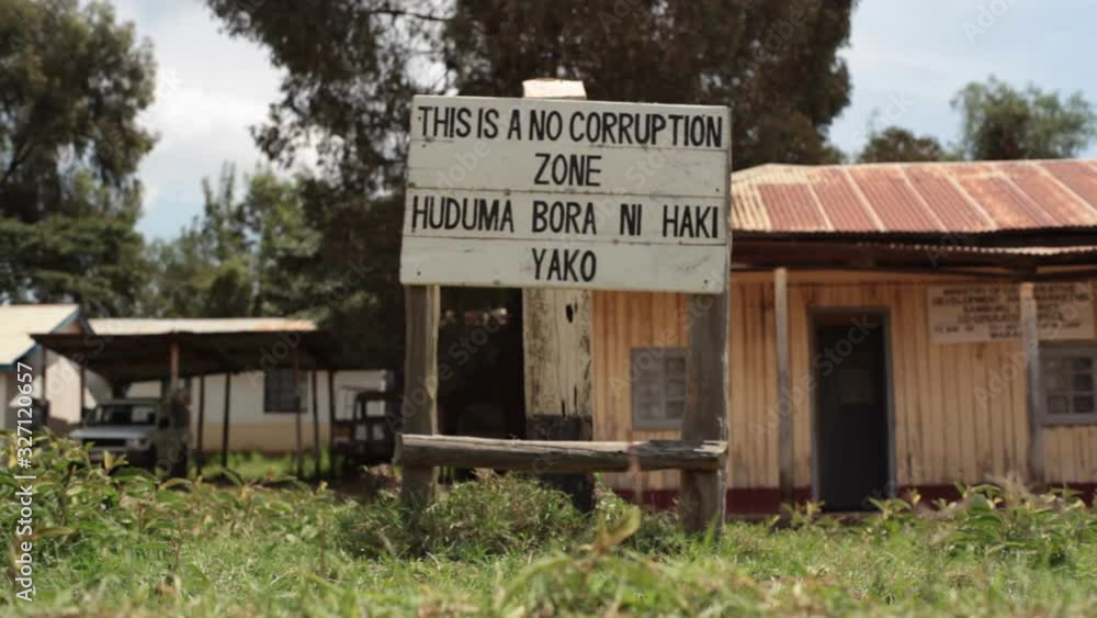 No corruption zone sign in swahili, Samburu, Kenya, Africa No corruption zone sign in swahili, Samburu, Kenya, Africa