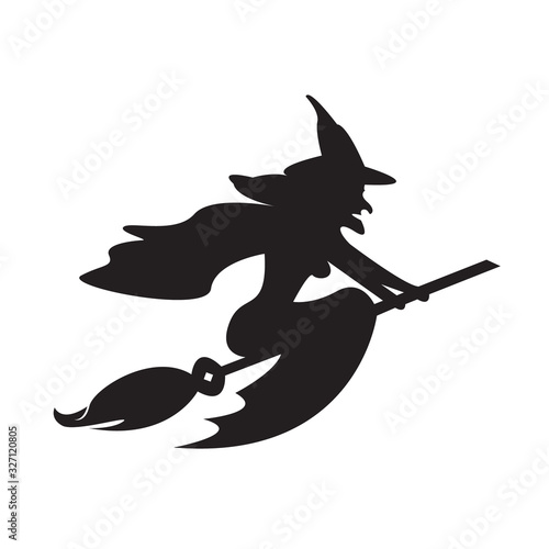 Halloween witch on a broomstick. Vector illustration
