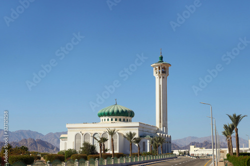 Mubarak Mosque, Islamic church in Egypt. Big mosque in Sharm-El-Sheikh at daytime