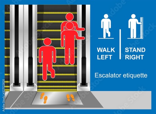 Escalator etiquette quick handrail motion direction situation machine life shopping mall train moving improper courtesy proper way walk side stair