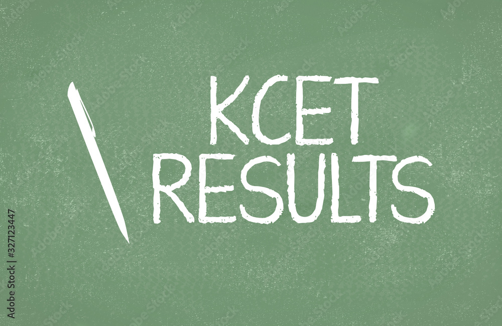 Obraz premium KCET or Karnataka Common Entrance Test results written on green board.