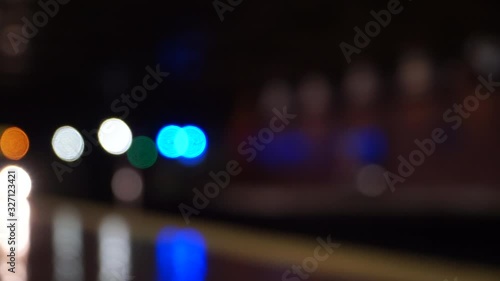Defocused view of a metro passing by the station