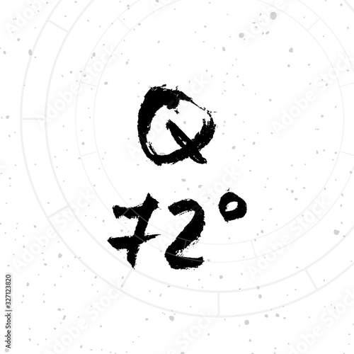 Vector handdrawn brush ink illustration of Quintile astrological sign with natal chart. Horoscope signs, magic symbols, icons.  Astrology concept for occult design. photo