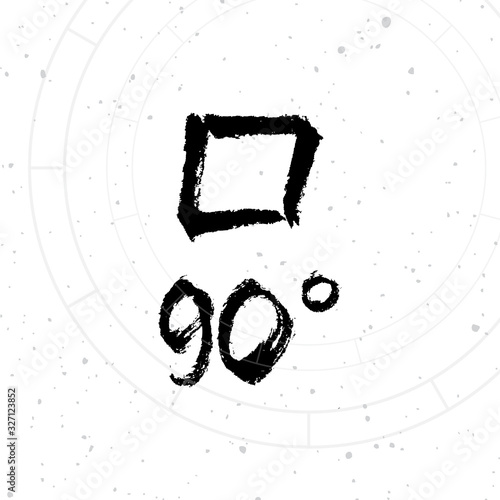 Vector handdrawn brush ink illustration of Square astrological sign with natal chart. Horoscope signs, magic symbols, icons.  Astrology concept for occult design.