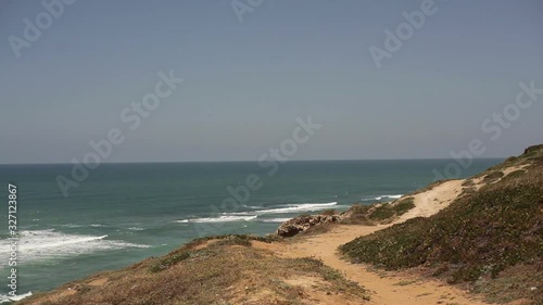 View of Mediterranean sea from a cliff in Israel photo