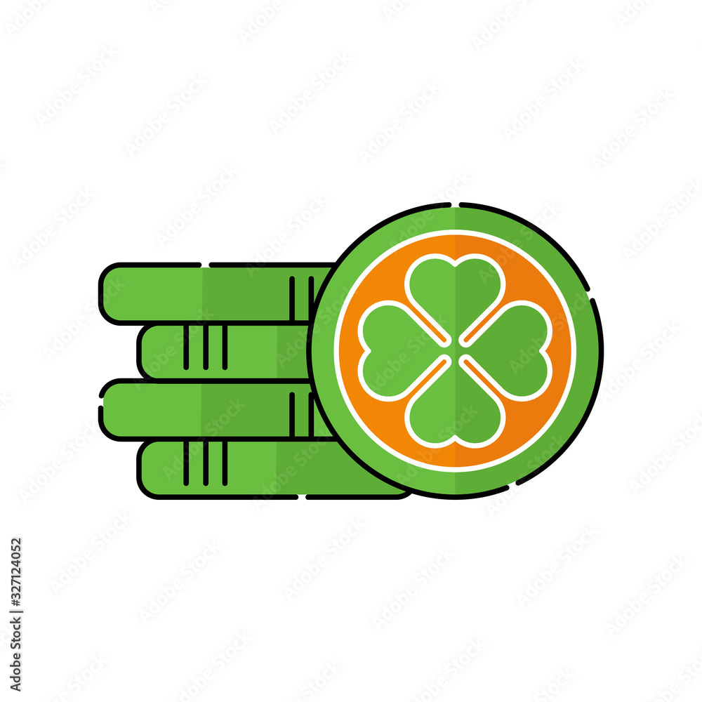 Obraz premium Gold Coin flat icon vector illustration. St. Patricks Day vector illustration.