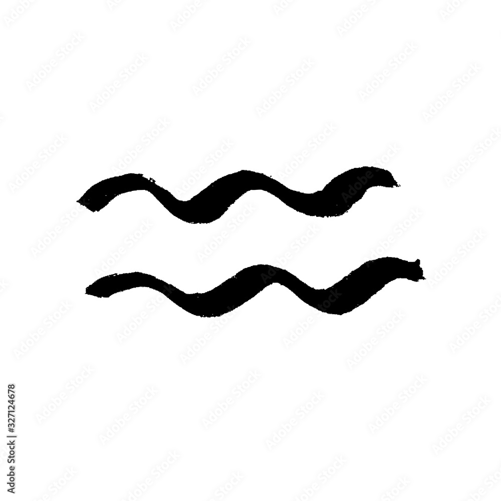 Aquarius zodiac sign. Hand drawn vector illustration. Hand painted design ink illustration. Aries horoscope sign, symbol, icon. Aquarius zodiac sign. Hand drawn vector illustration. Hand painted design ink illustration. Aries horoscope sign, symbol, icon.