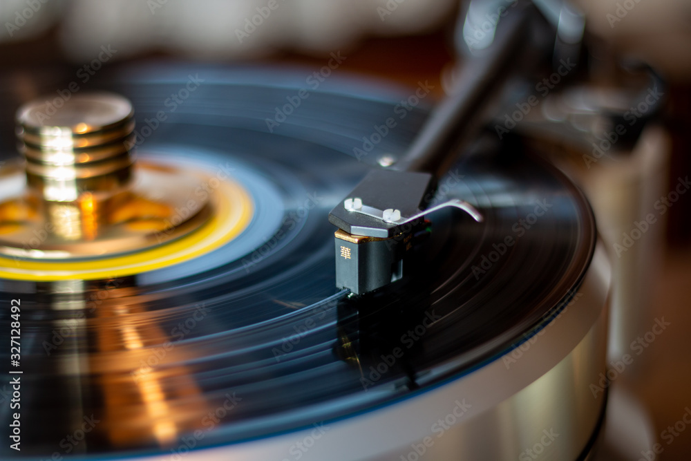Cartridge vinyl in turntable Stock Photo Adobe Stock