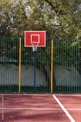 Basketball basket on a basketball court
