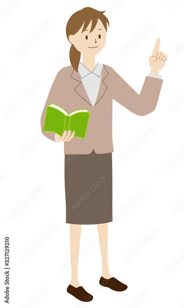 Illustration of a teacher (female) standing (Pointing pose) Illustration of a teacher (female) standing (Pointing pose)