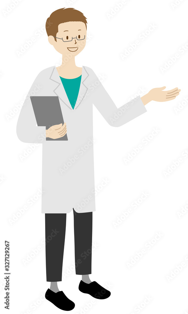 Illustration of a doctor (male) standing (explanation pose) Illustration of a doctor (male) standing (explanation pose)