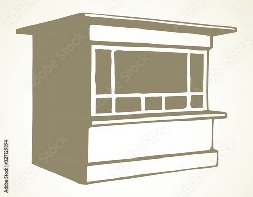 Shop stall. Vector drawing kiosk