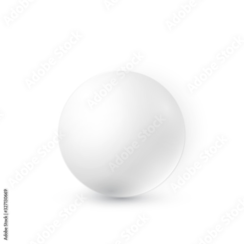 White ball with shadow. 3D sphere. Vector illustration