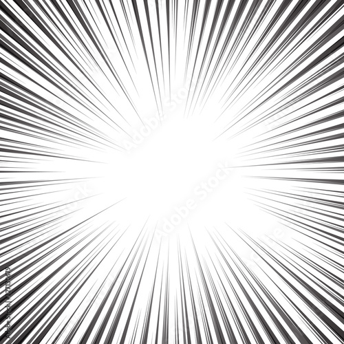 Comic book background. Black and white radial lines speed frame. Element of speed or superhero. Vector illustration