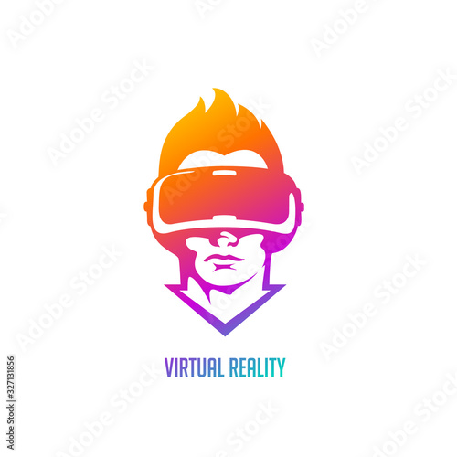 Virtual reality headset icon. Vector logo illustration in blurple gradient color. Isolated on white.