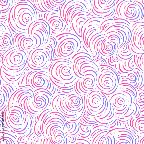 Curly clouds seamless pattern. Abstract background. Vector endless backdrop a...