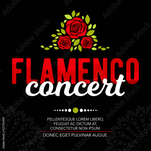 Square flamenco banner template with graphic elements and text. 