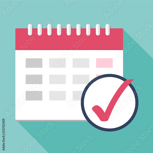Calendar icon with mark. Planning. Time management.