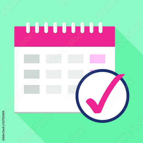 Calendar icon with mark. Planning. Time management.