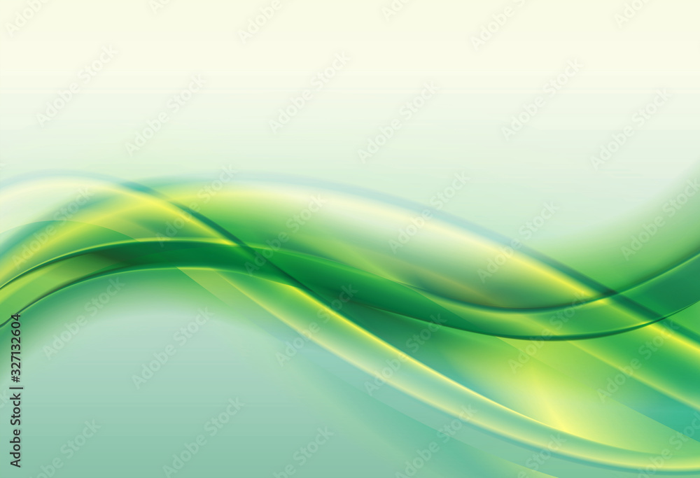 Abstract green background, elegant soft waves. Abstract green background, elegant soft waves.