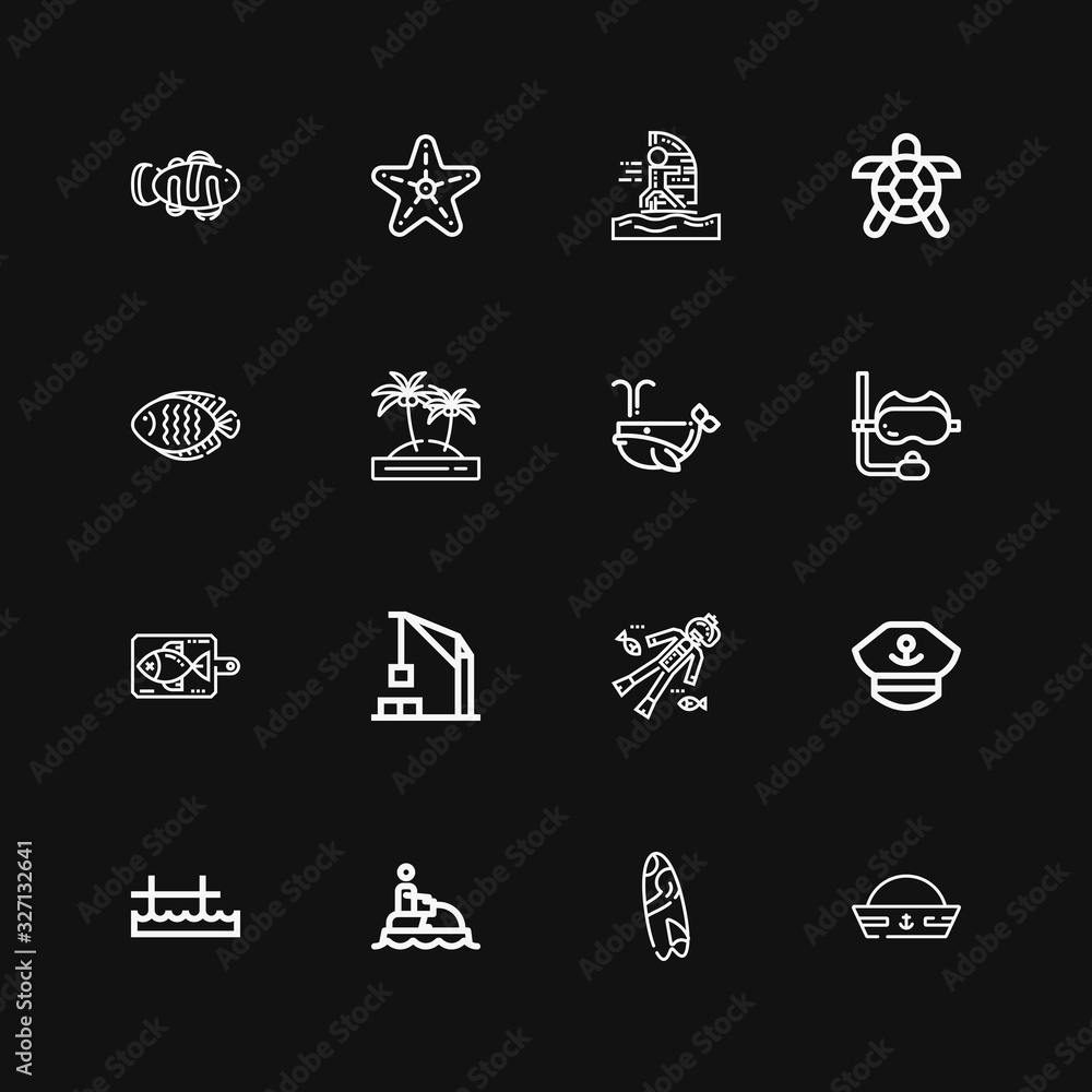 Editable 16 ocean icons for web and mobile
