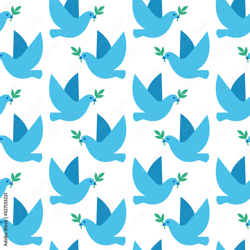 Vector seamless pattern with doves of peace Vector seamless pattern with doves of peace
