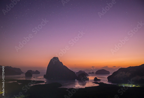 Beautiful sky of Samet Nangshe in Phang Nga bay  Southern Thailand.