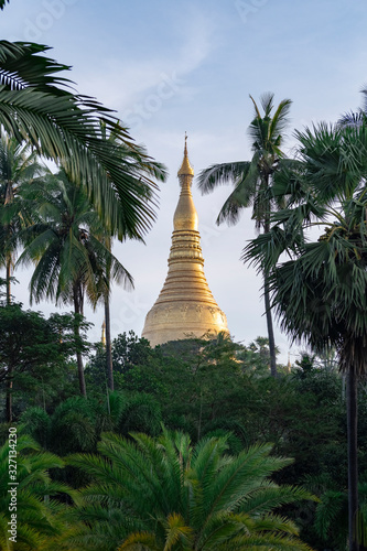 View of Shwedagon Paya from nearby park