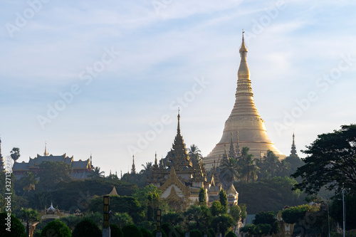 View of Shwedagon Paya from nearby park