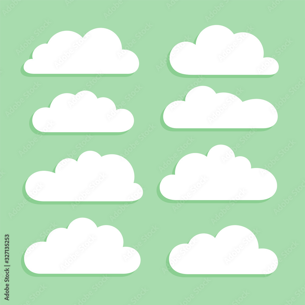 Obraz premium set of flat cloud icons or symbols