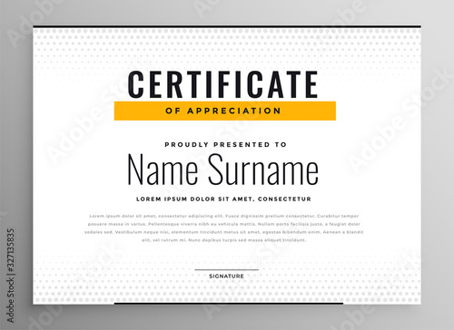 clean simple certificate of appreciation template design