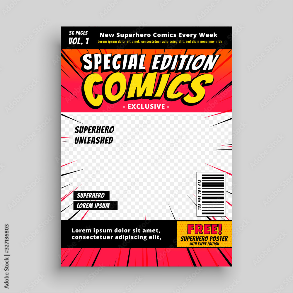 Naklejka premium comic book special edition cover page template design