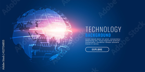 global technology digital earth futuristic background design