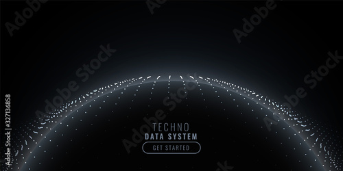 dark technology background with particle sphere design