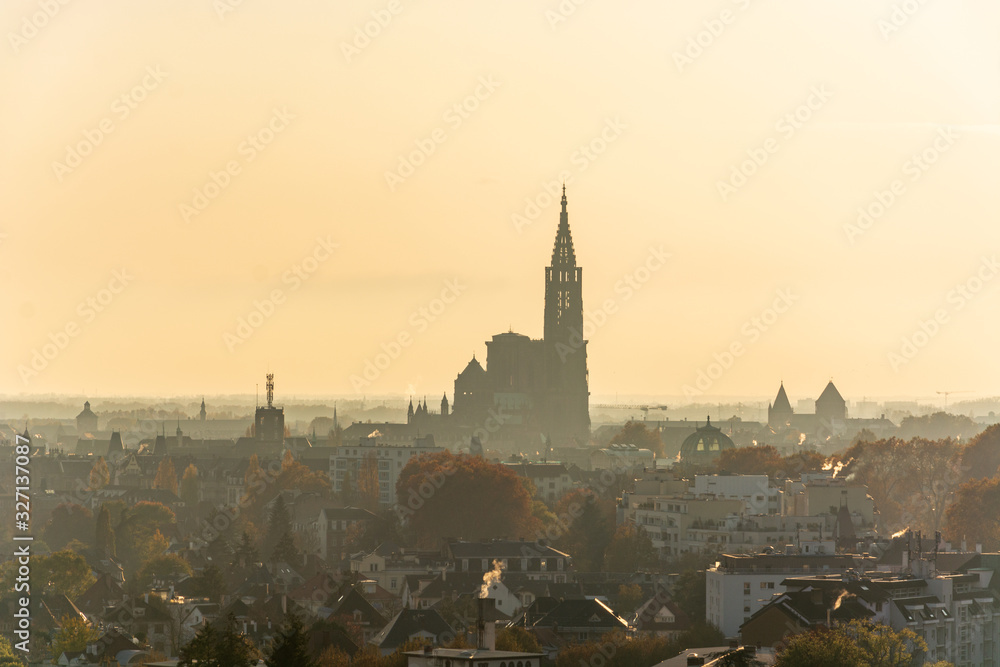 Cathedral Notre Dame in Strassbourg in France during sunset