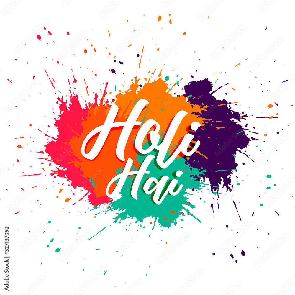 Obraz premium happy holi colorful splashes festival background design