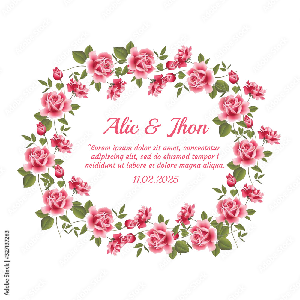 Floral wedding invitation frame