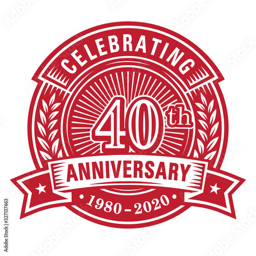 40 years of celebrations design template. 40th anniversary logo. Vector and illustrations.